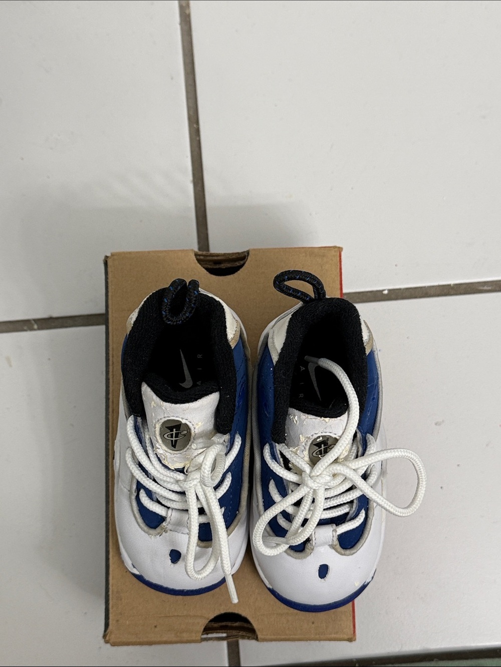 Kids White and Blue Athletic Sneakers